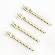 Bogen 韓國製造 錘紋光澤餐具 茶叉, 金色, 4個