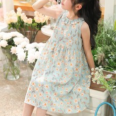 woojooi 女童夏季花園無袖洋裝