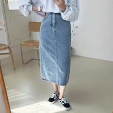 Planday 女性腰部雙鈕扣牛仔裙