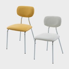 GMF 엘리오 인테리어 디자인 조립완제품 카페 식탁 의자 2종 세트, 크림, 머스타드, 1개