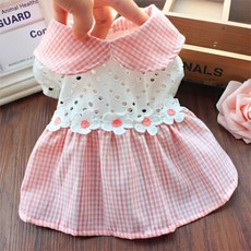 狗狗春夏香氛格紋圓點花朵洋裝, 混和顏色, 1個