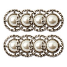 金屬海倫珍珠組合鈕扣 13mm, 8個, 仿古鎳