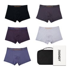TOUGHGUY 男士高級棉質彈性四角內褲5件組 + 收納袋套組