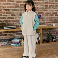 유라비 아동용 후리스 집업 베스트 + 와이드 팬츠 세트