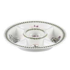 Portmerion Botanic Garden Chip and Dip 多合一共享盤, 1個, 混色