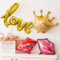 와우파티코리아 러브 키스 풍선 세트, 골드, 1세트