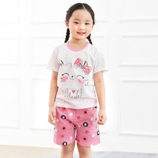 Kids Line 女童微笑貓 5 件式家居服上裝和下裝套裝