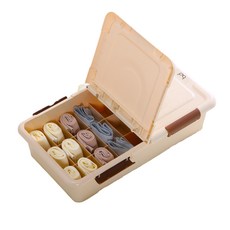 마이닝 뚜껑있는 플라스틱 16칸 속옷정리함, 1개, 베이지
