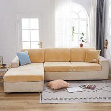 Market A 柔軟天鵝絨沙發坐墊套, 奶油色