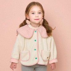 mollimelli 女童可愛翻領柔軟粗呢夾克