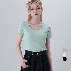 어썸어라운드 여성용 날라리 골지 반팔 티셔츠