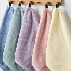 From Cotton 純棉粉彩色系素色掛環毛巾, 5個, 隨機出貨