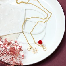 孩童雪花紅球吊飾口罩掛繩