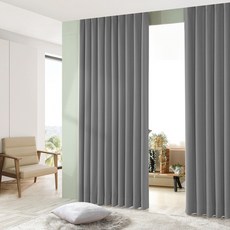 SIWOO DECO Luna 遮光窗簾 2入 + 窗簾繩 組 掛鉤式, 深灰色, 掛勾針式