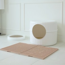 Ahtty home 貓咪人字紋防落砂墊, 玫瑰米色
