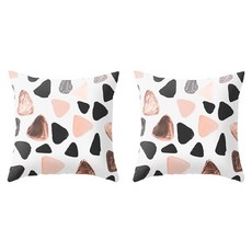 粉嫩可愛幾何圖案北歐風格抱枕套2件組