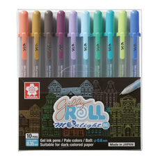 GELLY ROLL 櫻花月光大地色10件組0.35mm 06, 淡褐色, 赭黃色, 凡戴克棕, 酒紅色, 薰衣草紫, 天藍色, 葉綠色, 藍綠色, 鮮綠色, 群青色, 1套