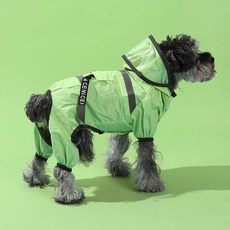 Lanboer 寵物反光滌綸連身雨衣, 綠色, 1個