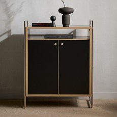 오브릭 미드센츄리모던 다용도 수납장 캐비닛 수납선반형 600 방문설치, 블랙우드