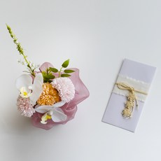 Blooming&Me 康乃馨 I'm Bojagi 中心裝飾品+亞麻粉彩零用錢信封禮品套組, 混合顏色, 1個