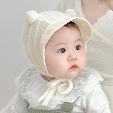 우주아이 신생아용 몽글방울 얌체캡 아기모자