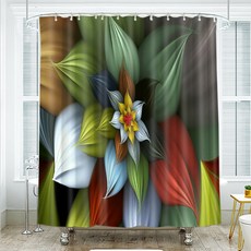 3D花朵印花浴簾, 1個
