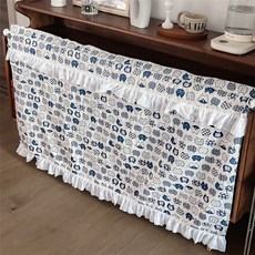 G&Y 雙層荷葉邊亞麻棉圖案遮光門簾窗簾, 白色貓咪