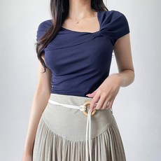 잘빠진 여성용 리본 오프숄더 티셔츠