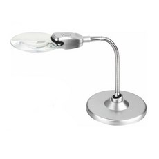 高倍率高亮度LED鵝頸立式放大鏡 (附圓形底座), 銀色, 1個