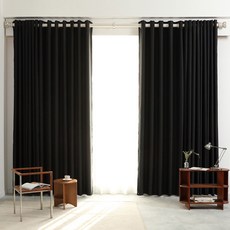 Clemence 四季遮光窗簾 2入, 黑色