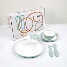 KINTO Bonbo 嬰幼兒餐具6件組, 藍灰色, 1套