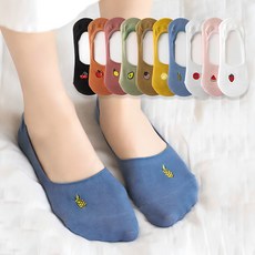 Wodemi 女性清爽水果卡通矽膠隱形襪 船型襪 10雙組 W410