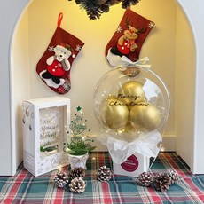 LOVELY FARM LED聖誕魔術氣球 + 壓克力樹套組, 6 現代聖誕 + 4金色