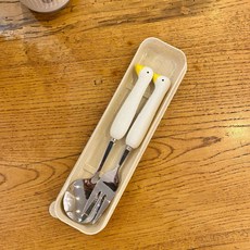 Dometopia DOTO 心動小鴨 攜帶式湯匙 + 叉子組, 黃色, 1套, 湯匙 + 叉子 + 收納盒