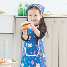 BEBE CHOUETTE 兒童圖案防水圍裙 + 頭巾套組