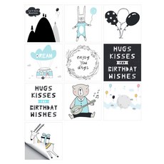 P31 可愛簡約磁磚貼紙 04 溫馨 10入組, 混色