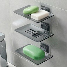 마메 욕실 무타공 접착식 비누 받침대, 그레이, 3개