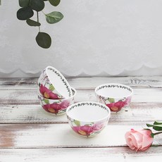 Royal Essex 大玫瑰骨瓷碗, 4個, 混合顏色