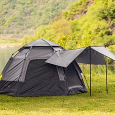 FAST CAMP Opera Banta Plus 一鍵式帳篷 3段側翼延伸 銀膠塗層 遮陽棚, 3-4人用, 灰色