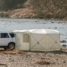 아이두젠 옥타곤 도킹 트렁크 카 쉘터 차박 텐트 자립형 돔 타프쉘, 아이보리, 5인용