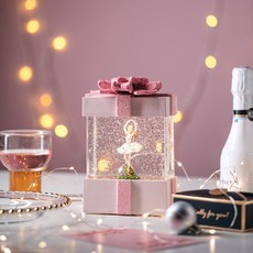 MORIANN 自動降雪造型燈光音樂盒, 芭蕾舞女演員粉紅色