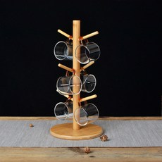 SolRoom 6格木質立式收納杯架, 單一顏色, 1個