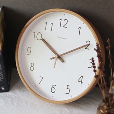 mjk 無噪音原木壁鐘, 淺木色