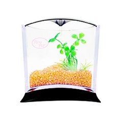 Rora Pet 三角魚缸+人造水草隨機出貨套組, 橘子