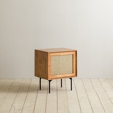 장미맨숀 로라 라탄 원목 협탁 1 방문설치, 내추럴 + 블랙, 1개