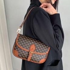 CCREANG 女用皮革拼接斜背包 S768, 棕色