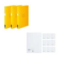ECO Chungwoon 環保多色透明文件夾 A4 40頁 黃色 3入+PP名片L夾 A4 10入, 黃色（透明文件）、透明（L 架）, 1個