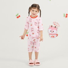 올로미미 아동용 통기성 체리밤비 오가닉 자카드 7부 실내복 세트