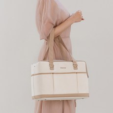 리카리카 반려동물 리카백 쿠션 크로스백 이동가방, 1개, 크림 + 베이지