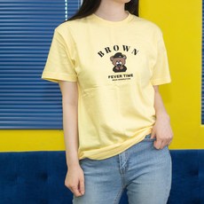 Humble Studio 女用棕色小熊印花夏季 17支短袖 T恤 KK_139_085